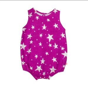 Noe & Zoe Puffy Romper in Purple Invers Stars Size 3-6M NWT